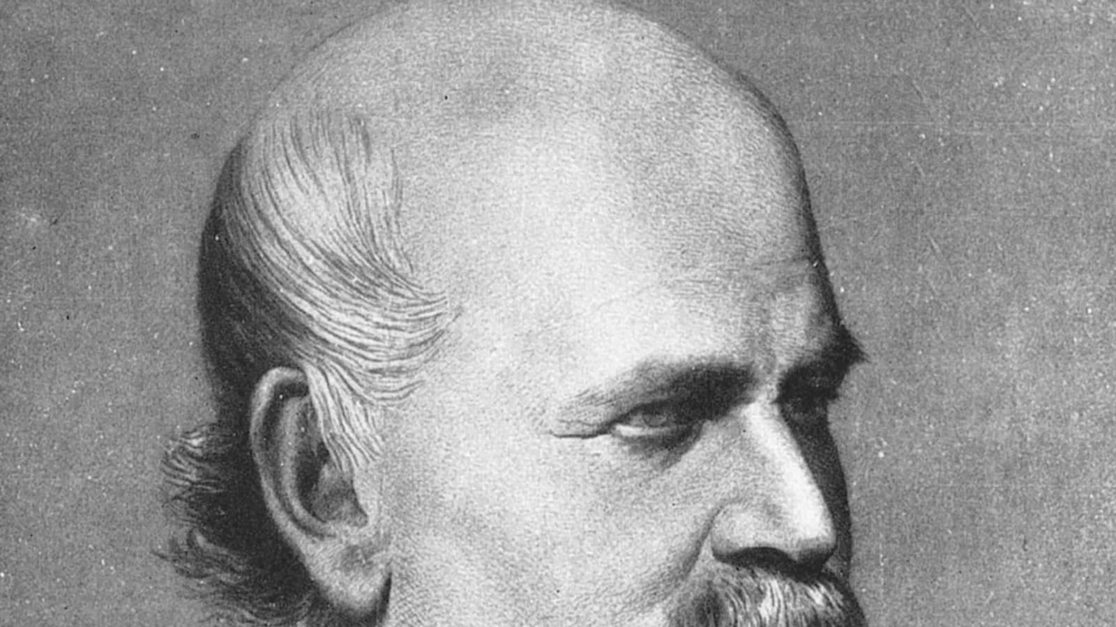 Retrato gravado do médico húngaro Ignaz Semmelweis, de terno e barba, por volta de 1860.